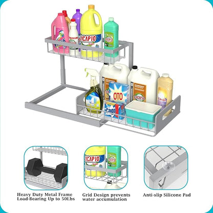 REALINN Under Sink Organizer, Pull Out Cabinet Organizer 2 Tier Slide Out Sink - Image 7