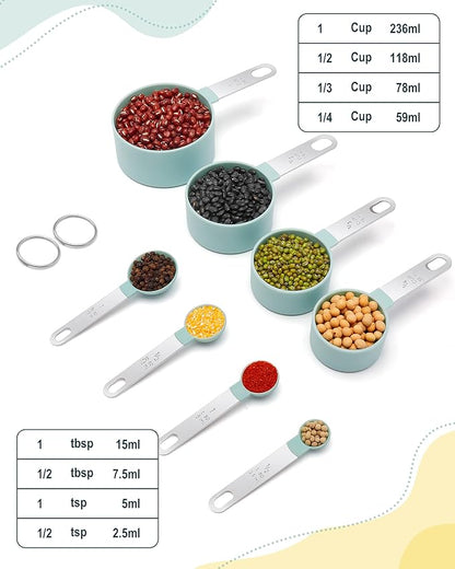 Measuring Cups and Spoons Set of 8 Pieces, nesting measuring cups - Image 2