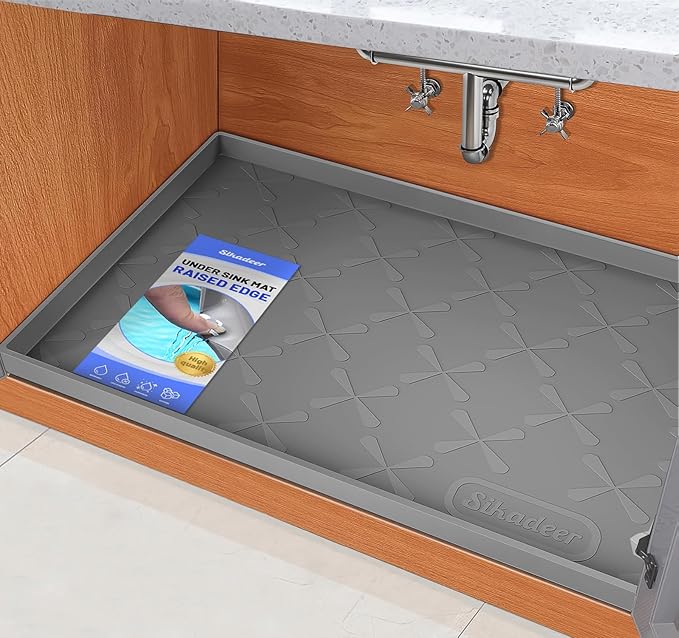 SIKADEER 40" x 19" Under Sink Mat Waterproof, Silicone Mat Kitchen Drawer Shelf by SIKADEER