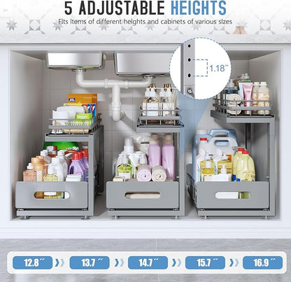Under Sink Organizer Upgrade To Professional Rails, 2-Tier Dual Pull Out - Image 6