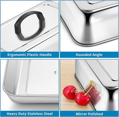 2PCS Rectangular Basting Cover, HaSteeL Stainless Steel Cheese Melting Dome - Image 2