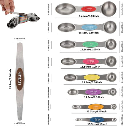 Magnetic Measuring Spoons Set of 9 Dual Sided Stainless Steel Measuring Spoons - Image 2