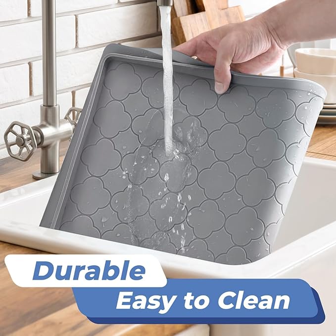 Jin&Bao Waterproof Under Sink Mat 37" x 19", Thick Silicone Mat Cabinet - Image 4