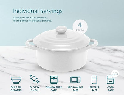 Kook Ceramic Mini Cocotte Set, Small Casserole Dishes - Image 7