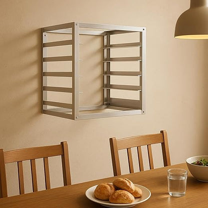 Blulu 5 Tier Wall Mounted Sheet Bun Pan Rack 21 x 13 x 18 Fits 5 Half Size - Image 5