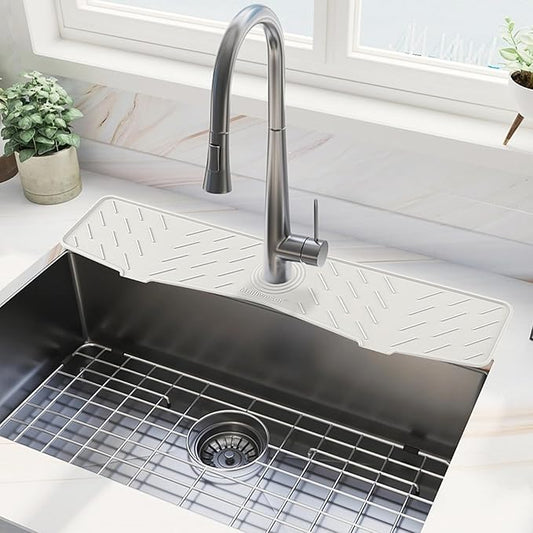 Faucet Mat for Kitchen Sink – 24” x 5.1” Extra-Long Silicone Splash Guard by Meiliweser