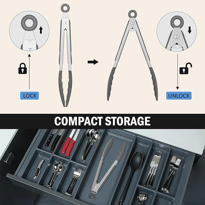 Tongs for Cooking, 600ºF High Heat-Resistant Stainless Steel Kitchen Tongs - Image 4