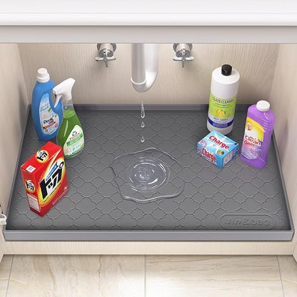 Jin&Bao Waterproof Under Sink Mat 25" x 22", Thick Silicone Mat Cabinet - Image 3