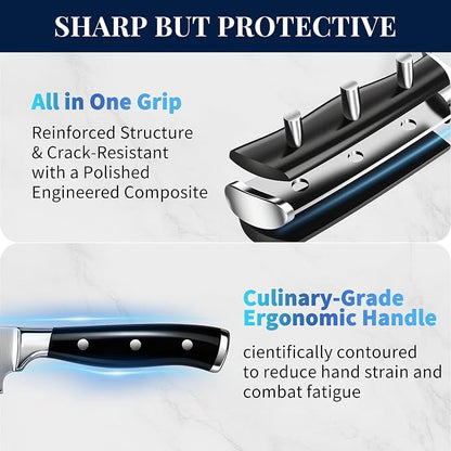 Knife Set, 15 Piece Premium Kitchen Knife Block Set, Razor-Sharp, High Carbon - Image 8