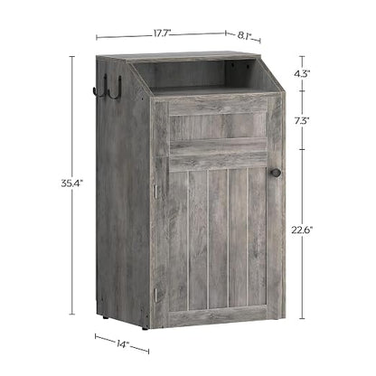 YATINEY Trash Cabinet, Freestanding Trash Can Cabinet, Wooden Recycling - Image 3