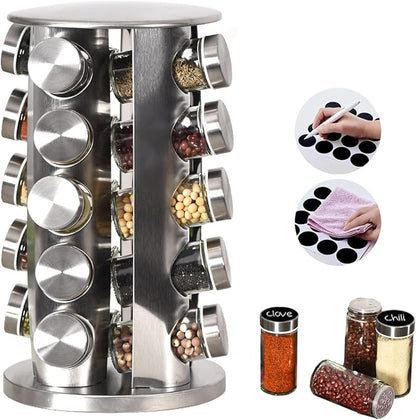 EBIZ&TECH 20-Jar Stainless Steel Rotating Spice Rack by EBIZTECH