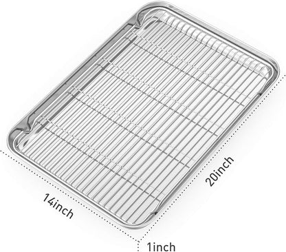 Baking Sheet with Cooling Rack and Silicone Baking Mat, 20 Inch Stainless Steel - Image 2