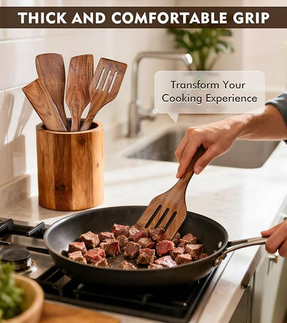 4Pcs Wooden Spatula for Cooking, Acacia Wooden Spatula for Kitchen Use - Image 3