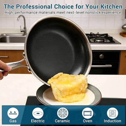 10 Inch Tri-Ply Stainless Steel Hybrid Frying Pan - Image 4