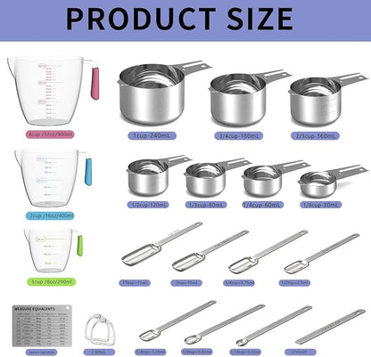Stainless Steel Measuring Cups and Spoons Set, 6 Stainless Steel Measuring Cups - Image 7