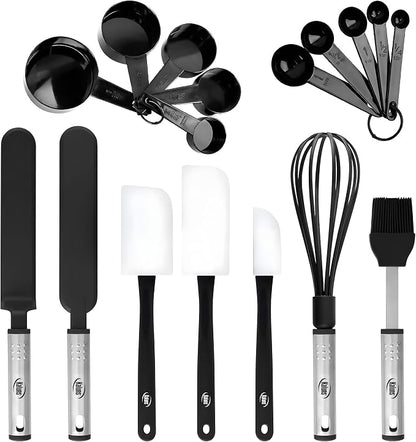 Silicone Spatula Set, 17 Piece Baking Utensils, Nylon and Stainless Steel by Kaluns%C2%AE