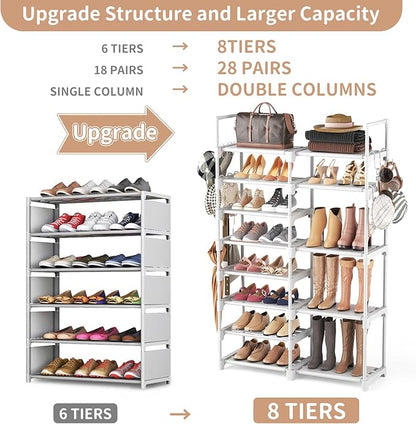 ROJASOP White Shoe Rack, Tall Metal Shoe Rack Organizer - Image 4