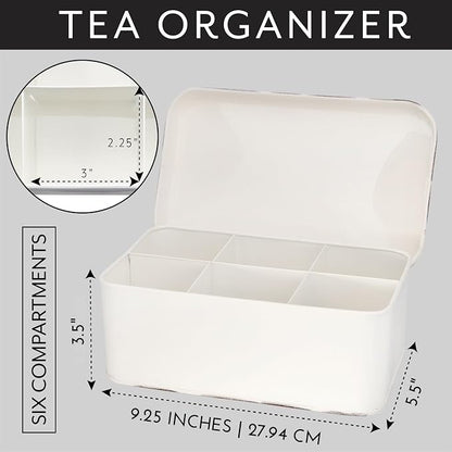 AuldHome Design Farmhouse Tea Bag Box, Vintage Retro Style Enamelware Tea - Image 6