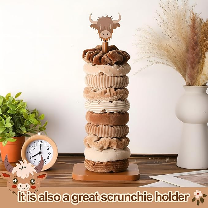 Leinuosen Brown Paper Towel Holder Cute Highland Cow Wooden Paper Towel Holder - Image 6