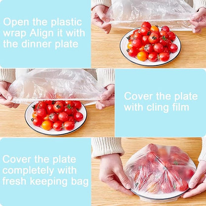 300pcs Plastic Bowl Covers Food Cover, Food Fresh Keeping Bags Elastic Reusable - Image 4