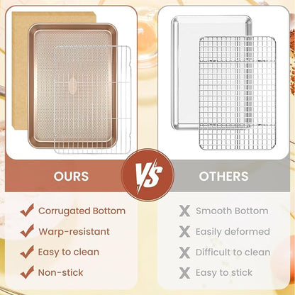 Baking Sheet with Wire Rack Set, 2 Sheet Pans with 2 Cooling Racks, Includes 50 - Image 6