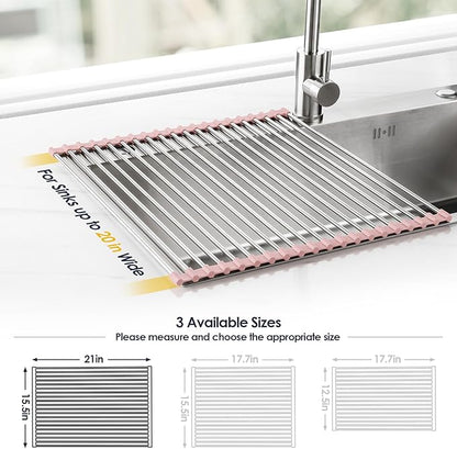 Tomorotec 21" x 15.5" Roll Up Dish Drying Rack Over Sink Drying Rack Sink Cover - Image 4