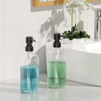 AmazerBath Glass Soap Dispenser, 17 Oz Bathroom Hand Soap Dispenser Bottle - Image 7