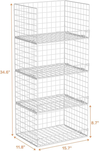 Yociyoga 4-Tier Stackable Closet Organizers and Storage Basket, Foldable Closet - Image 3