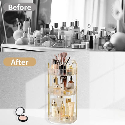 Asayuee 360 Rotating Makeup Organizer, 3 Tier Large Capacity Make Up Organizers - Image 5
