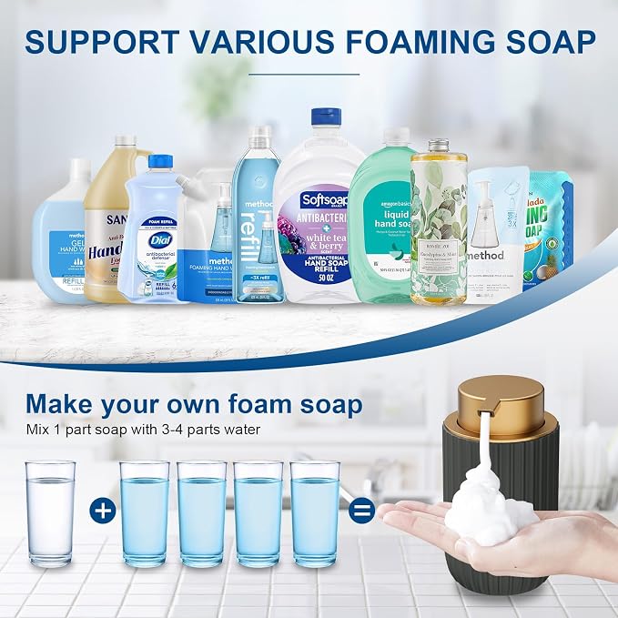 Ceramic Foaming Soap Dispenser, 12 oz Bathroom Foam Hand Soap Dispenser - Image 5
