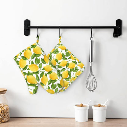 Lemon Oven Mitts and Pot Holders Sets of 4, Resistant Hot Pads - Image 6