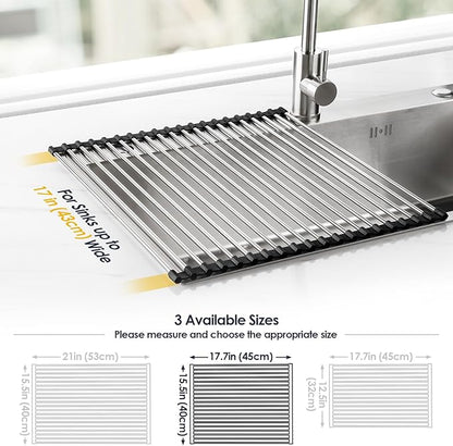 Tomorotec 17.7" x 15.5" Roll Up Dish Drying Rack Over Sink Drying Rack Sink - Image 4