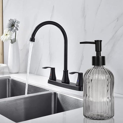 14Oz Black Pump Glass Soap Dispenser, - Image 4