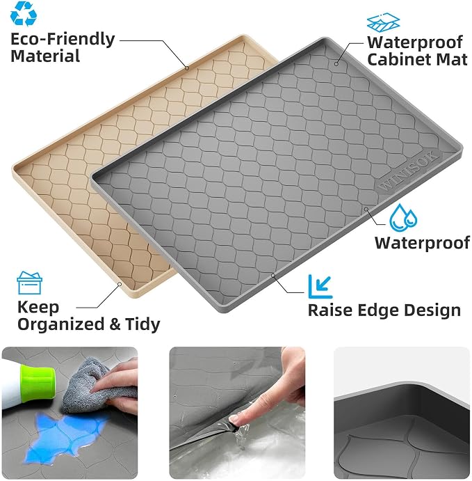 Winisok Silicone Under Sink Mat 28" x 19", kitchen Essentials and Gadgets - Image 2