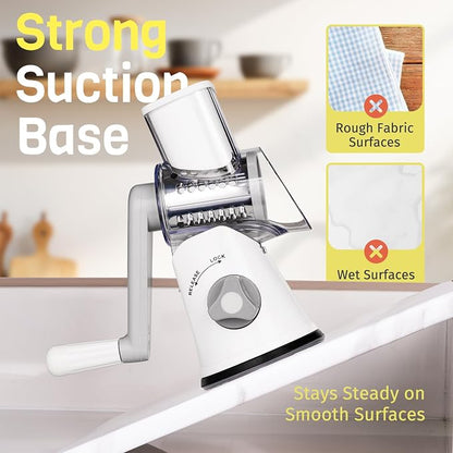 Rotary Cheese Grater Hand Crank, 3 Blades Slicer Shredder, Cheese Grater - Image 6