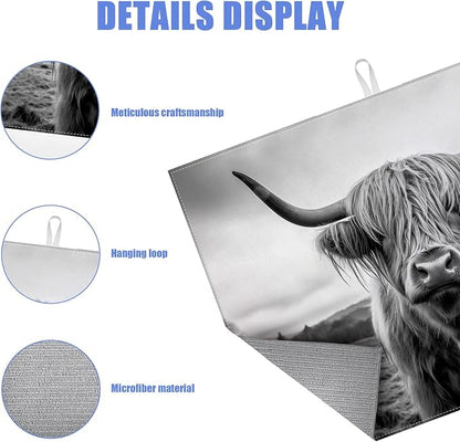 Highland Cow Dish Drying Mat for Kitchen Counter Drying Pad Absorbent - Image 3