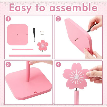 Leinuosen Pink Cherry Blossoms Paper Towel Holder Cute Bow Wooden Paper Towel - Image 3