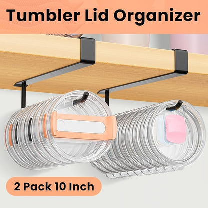 2 Pack Large Tumbler Lid Organizer, Under Cabinet Cup Lid Holder - Image 2