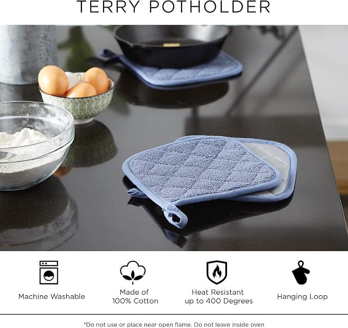 DII Basic Terry Collection Quilted 100% Cotton, Oval Potholder, 2 Piece - Image 6