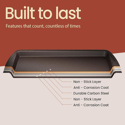 Cookie Sheet with Wire Rack Set, 2-Piece Nonstick Brown Marble Carbon Steel Pan - Image 8
