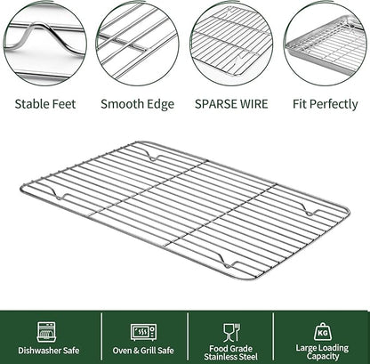 Baking Sheet with Wire Rack Set, CEKEE Stainless Steel Cookie Sheets - Image 4