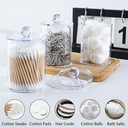 XIPENGKEJI 4 Pack Qtip Holder, Canister Apothecary Jar Set, Bathroom Jars - Image 4