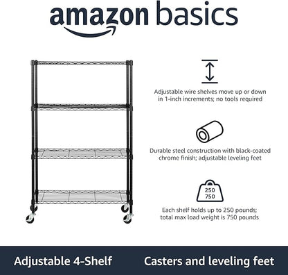 Amazon Basics 4-Shelf Heavy Duty Garage Shelving Storage Unit on 3" Wheel - Image 4