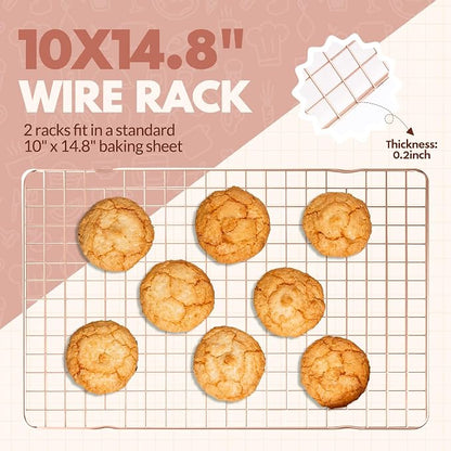 2 PCS Cooling Racks for Cooking and Baking, 14.8x10 Inches Stainless Steel - Image 2
