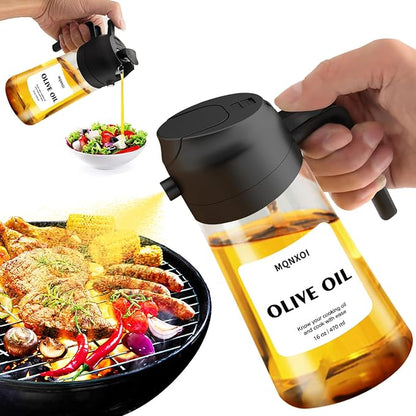 mqnxoi 2 in 1 Glass Oil Sprayer & Dispenser, 16oz/470ml Olive Cooking, Air Fryer - Image 9