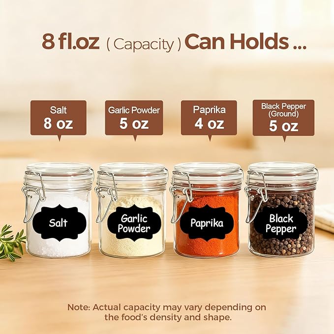 ComSaf 8oz Glass Jars with Airtight Lids, Cylindrical Jelly & Spice Jars - Image 3
