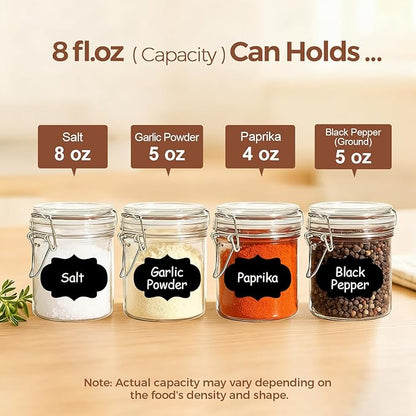ComSaf 8oz Glass Jars with Airtight Lids, Cylindrical Jelly & Spice Jars - Image 3