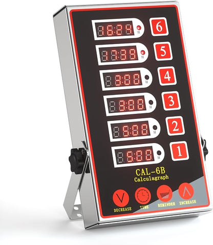 Commercial Kitchen Timer with 6 Channels, Professional LED Digital Timer by KZU