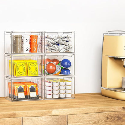 caktraie 6 Pack Small Stackable Stroage Drawers, Acrylic Bathroom Makeup - Image 4