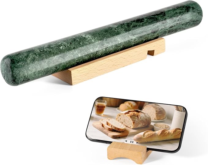 Marble French Rolling Pin for Baking, 12 Inch Non Stick Polished Rolling Pin by Unknown